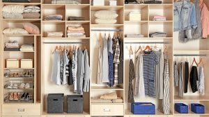 Beautiful design of the closet with multiple types of shelving