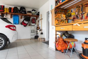 Garage with workbench and wall storage